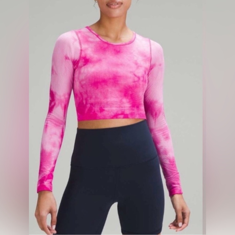 Lululemon pink dye cropped long sleeve